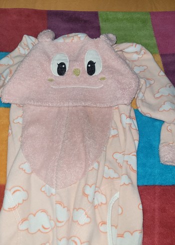 Pembe Peluş Tulum Pijama - Görsel 6
