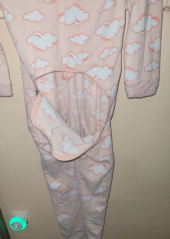 Pembe Peluş Tulum Pijama - Görsel 5