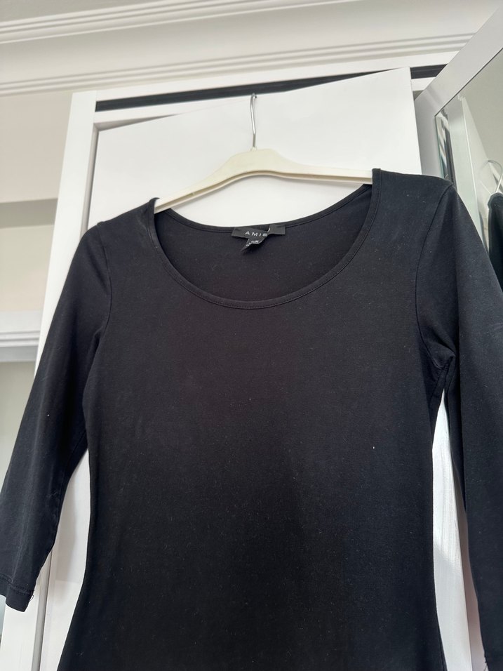 Siyah Dar Kesim Hamile Midi Elbise - Görsel 2