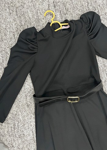 Siyah Kemerli Uzun Kadın Elbise - Görsel 4