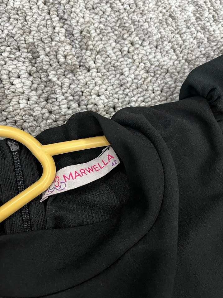 Siyah Kemerli Uzun  Kadın Elbise - Görsel 2