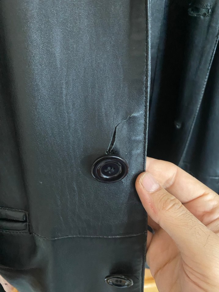 Siyah Deri Ceket, Düğmeli, Normal Boy - Görsel 4