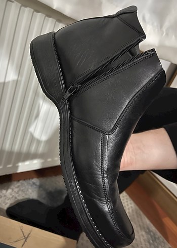Erkek Siyah fermuarlı hakiki deri Bot - Görsel 2
