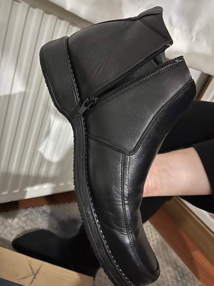 Erkek Siyah fermuarlı hakiki deri Bot - Görsel 2