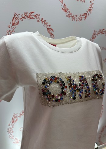 Renkli kristal Kadın Tişört - Görsel 5