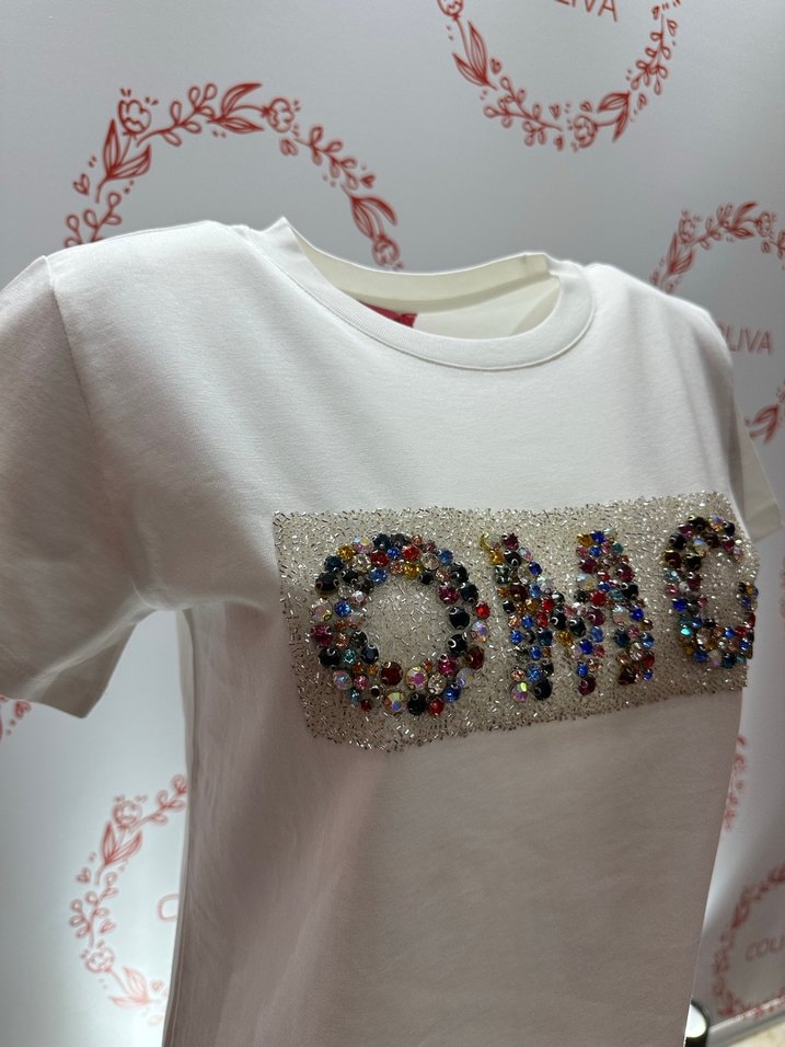 Renkli kristal Kadın Tişört - Görsel 5
