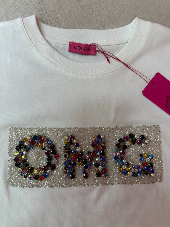 Renkli kristal Kadın Tişört - Görsel 4