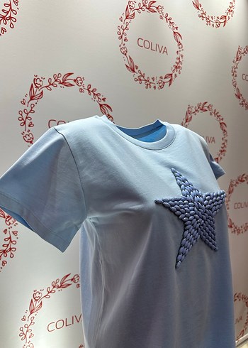 Mavi taş İşlemeli  Kısa Kollu Tişört - Görsel 5