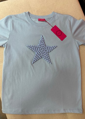 Mavi taş İşlemeli  Kısa Kollu Tişört - Görsel 7