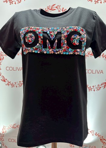 Renkli Taş İşlemeli Kadın Tişört - Görsel 2