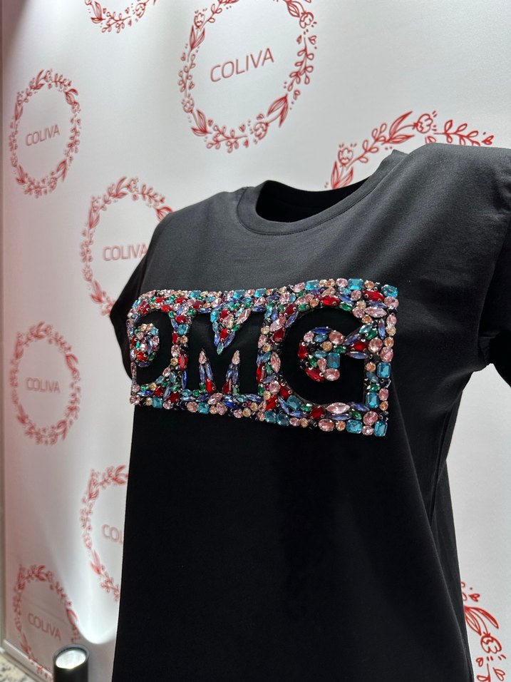 Renkli Taş İşlemeli Kadın Tişört - Görsel 3