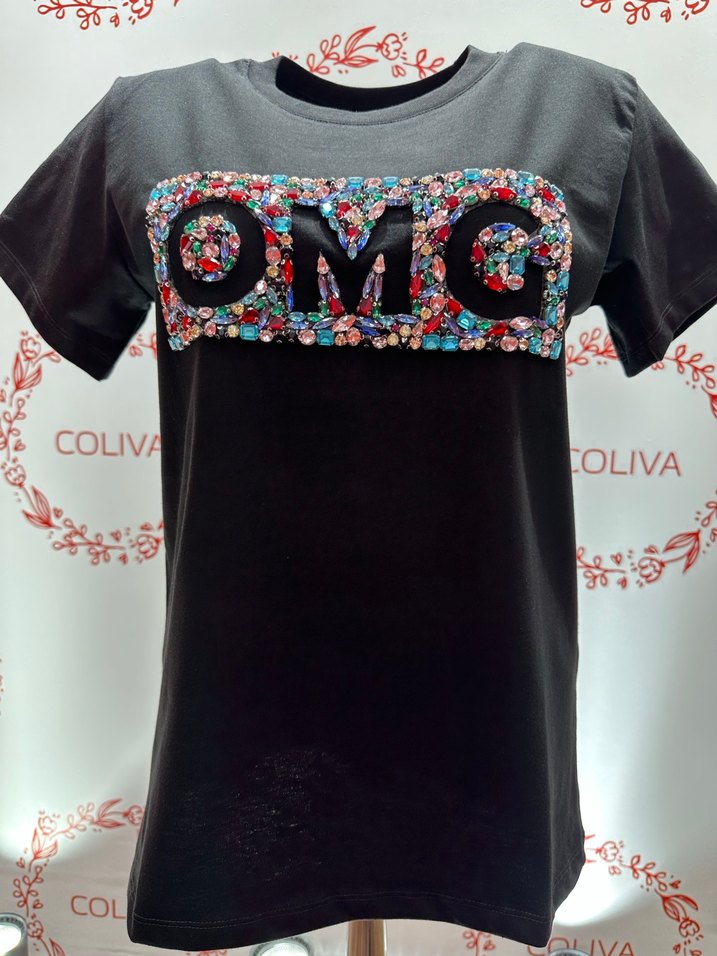 Renkli Taş İşlemeli Kadın Tişört - Görsel 2