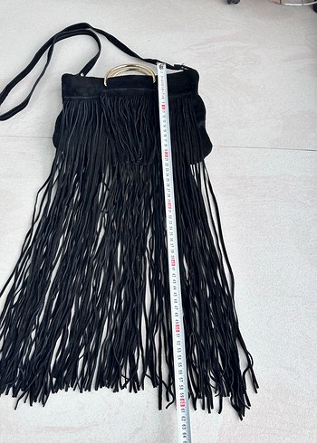 Mango Siyah Süet Püsküllü Bohem Kadın Çanta - Görsel 5