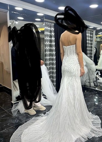 Beyaz Straplez Denizkızı Gelinlik - Görsel 3