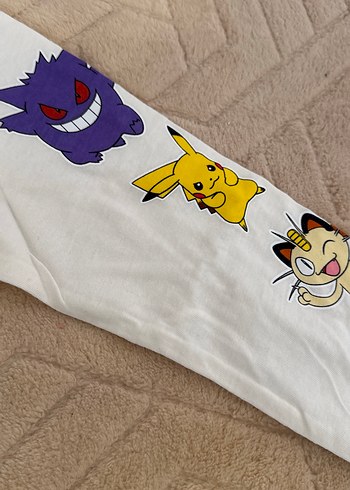 Beyaz Pokemon Baskılı  Tişört - Görsel 2