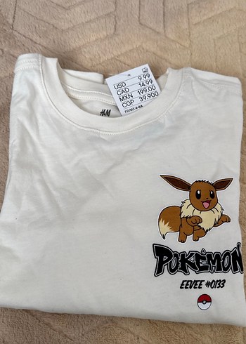 Beyaz Pokemon Baskılı  Tişört - Görsel 4