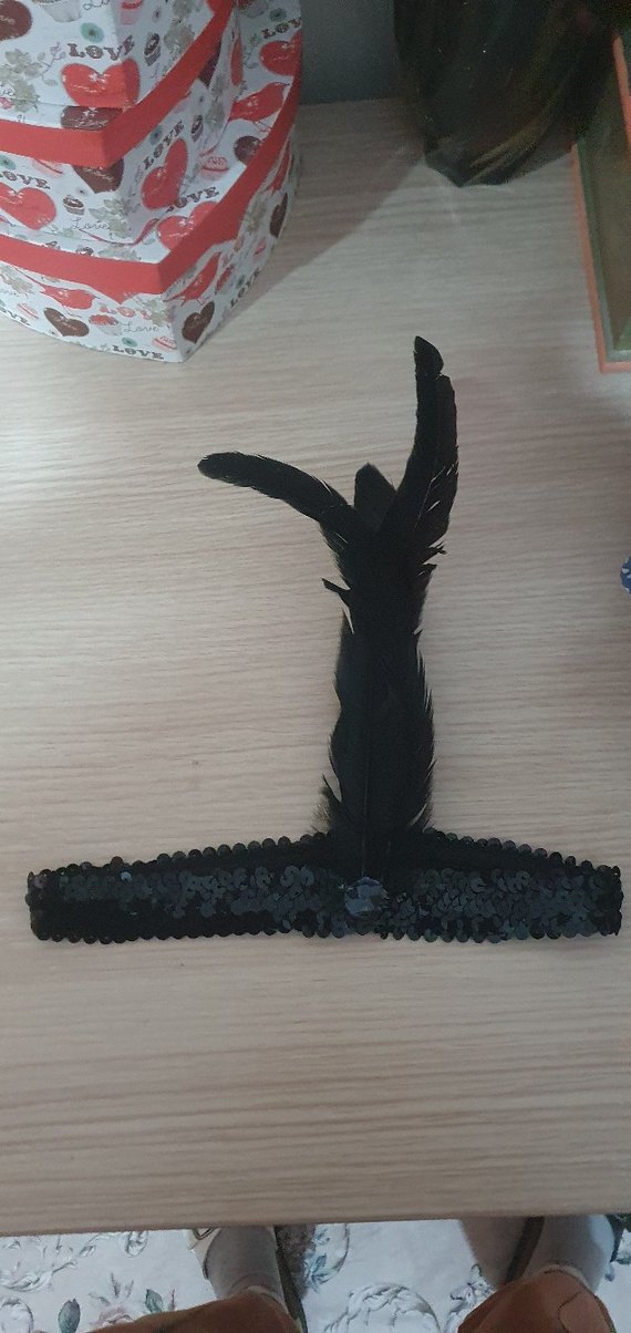 Siyah Pullu Tüylü Bandana - Görsel 2