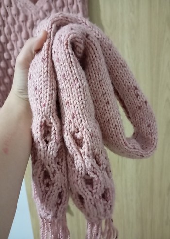 Kız Çocuk Pembe Bohem Örgü Panço - Görsel 3