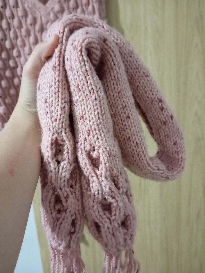 Kız Çocuk Pembe Bohem Örgü Panço - Görsel 3