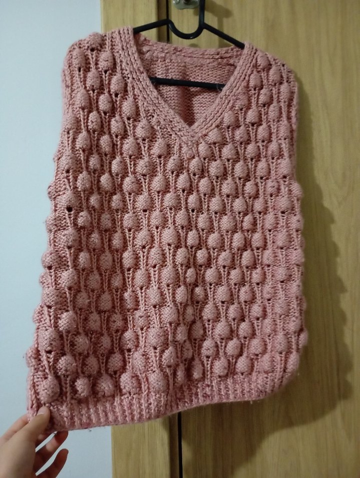 Kız Çocuk Pembe Bohem Örgü Panço - Görsel 4