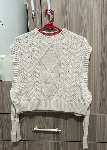 Diğer Ekru Orgu Kolsuz Triko Ust