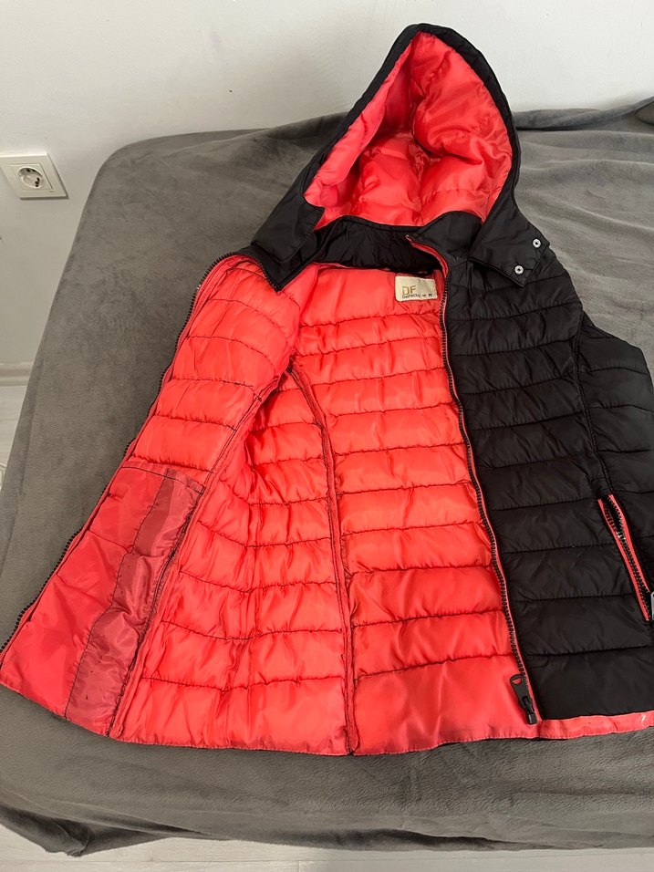 Kapüşonlu Fermuarlı Kadın Siyah Şişme Yelek - Görsel 2