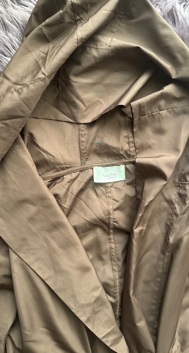 Drapeli Kahverengi Uzun Kadın Yağmurluk Touche markası - Görsel 2