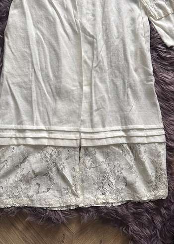 Nakışlı Bohem Uzun Beyaz Kadın Sabahlık - Görsel 5