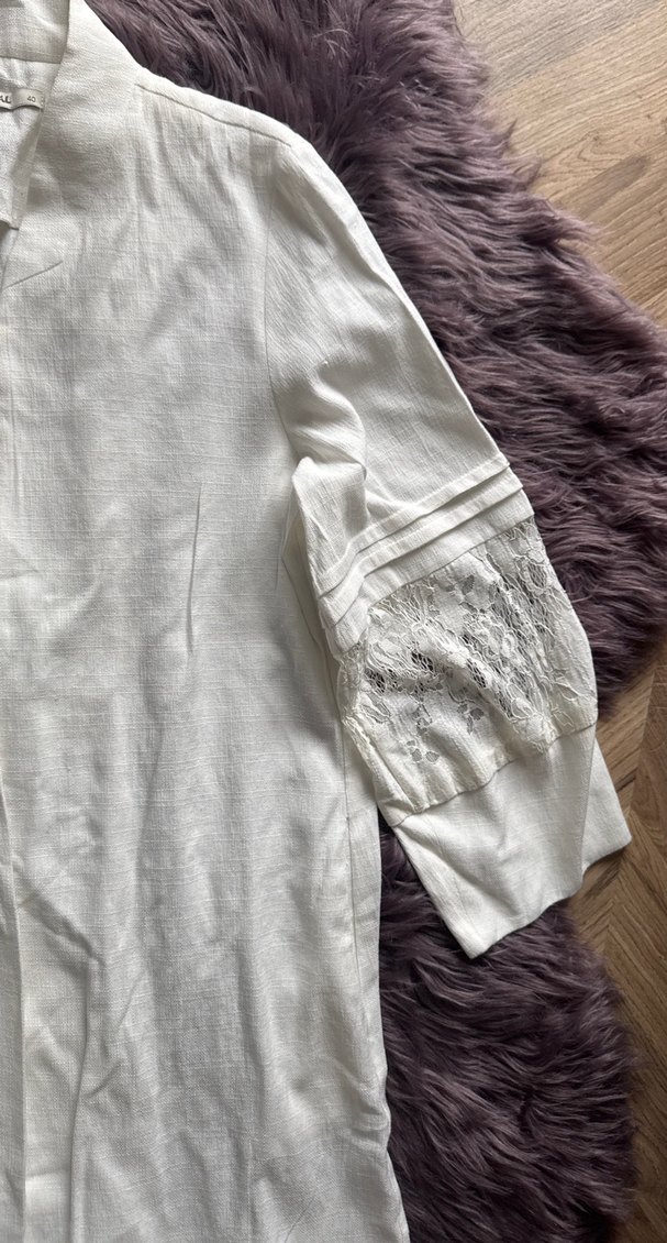 Nakışlı Bohem Uzun Beyaz Kadın Sabahlık - Görsel 4