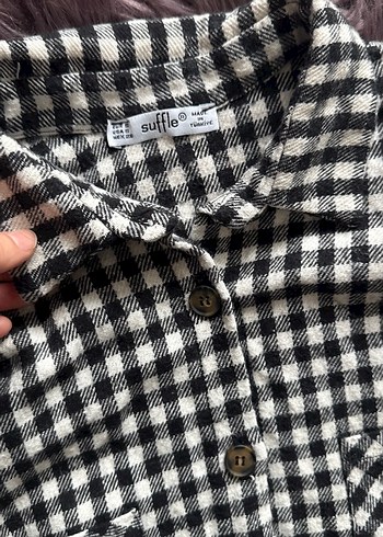 Gri Kareli Düğmeli Uzun Kollu Gömlek - Görsel 3