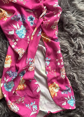 Pembe Drapeli Uzun Straplez Elbise - Görsel 6