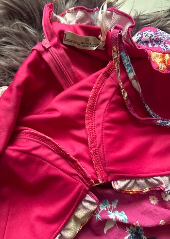 Pembe Drapeli Uzun Straplez Elbise - Görsel 4