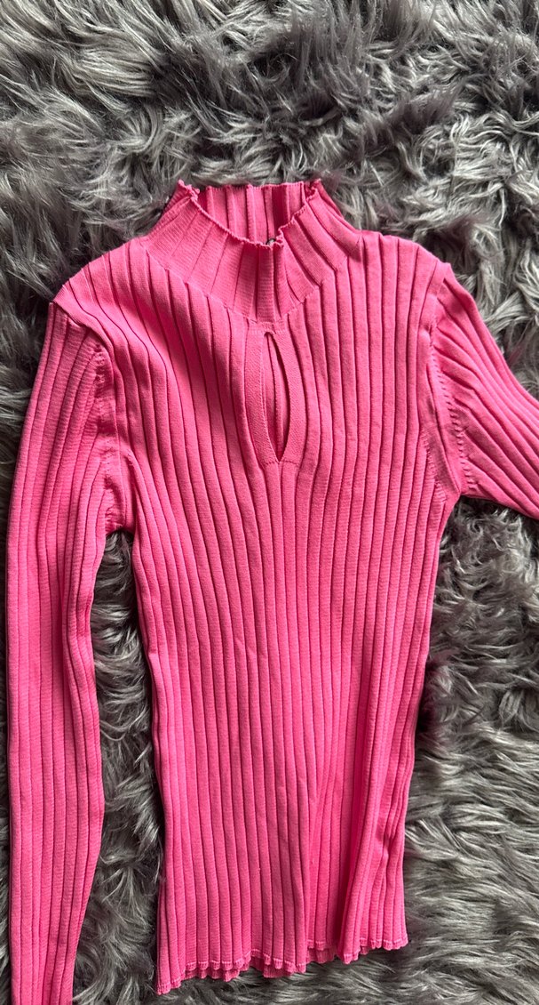 Pembe Fitilli Yarım Balıkçı Yaka Kadın Kazak - Görsel 2