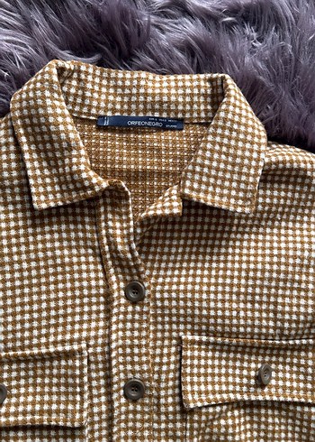 Düğmeli Kahverengi Ekose Kadın Gömlek - Görsel 2