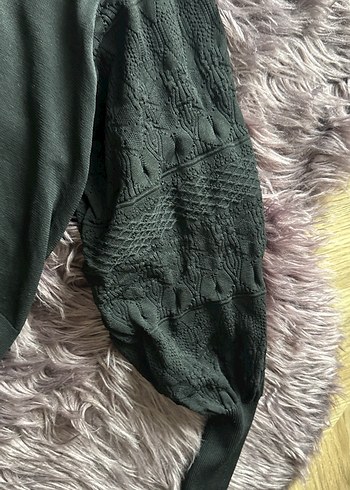 Gri Örgü Kadın Bluz, Uzun Kollu, Salaş Kesim - Görsel 4