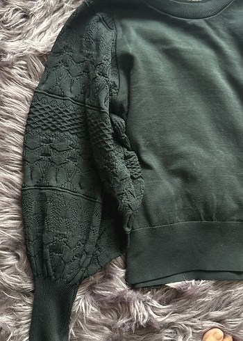 Gri Örgü Kadın Bluz, Uzun Kollu, Salaş Kesim - Görsel 2