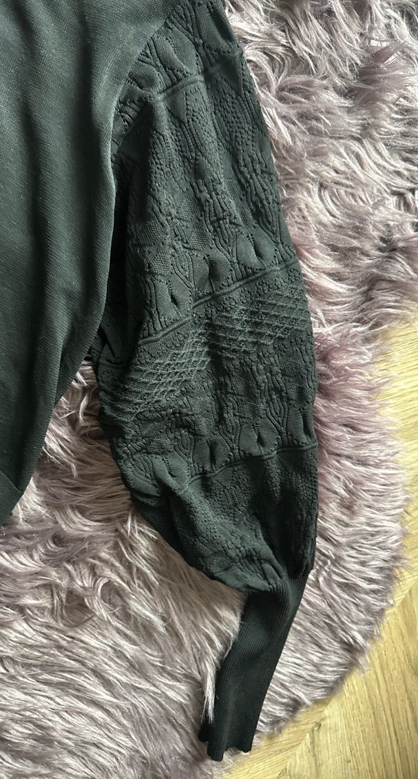 Gri Örgü Kadın Bluz, Uzun Kollu, Salaş Kesim - Görsel 4