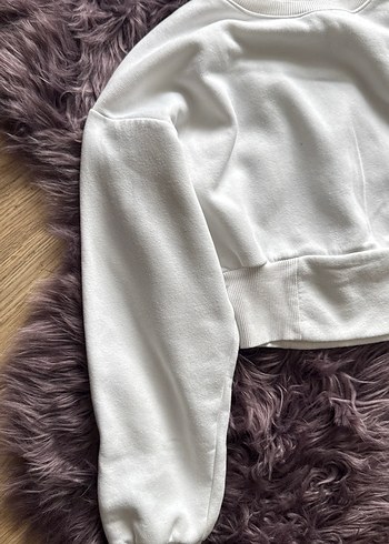 Beyaz Kadın Uzun Kollu Sweatshirt - Görsel 2