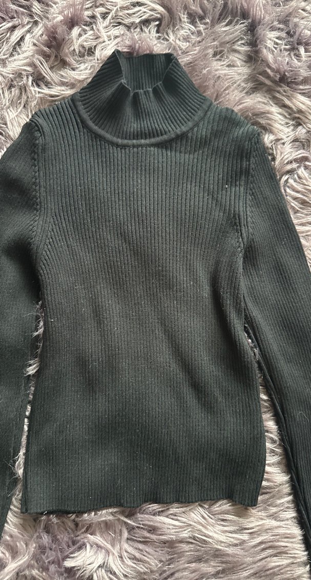 Gri Kadın Boğazlı Triko Kazak - Görsel 2