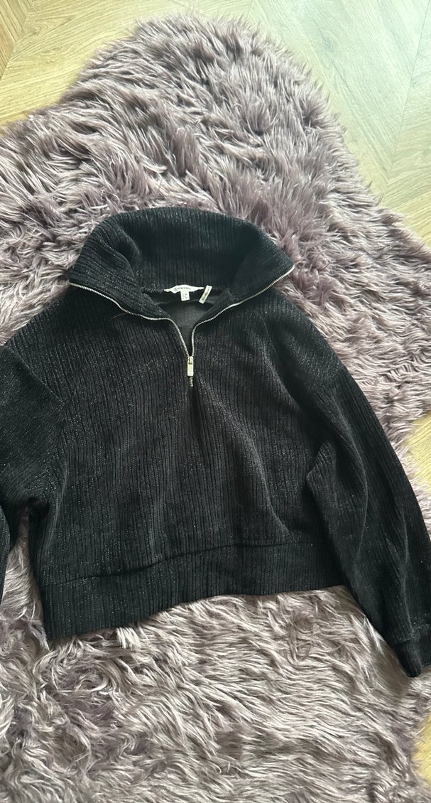 Kadın Gri Yüksek Yakalı Peluş Sweatshirt - Görsel 5