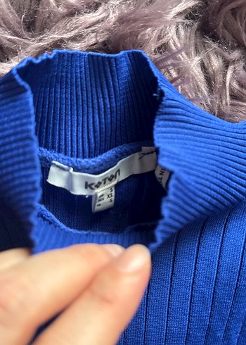 Kadın Mavi Boğazlı Triko Kazak - Görsel 4