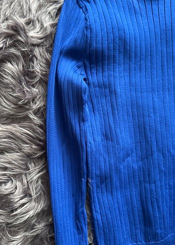 Kadın Mavi Boğazlı Triko Kazak - Görsel 2