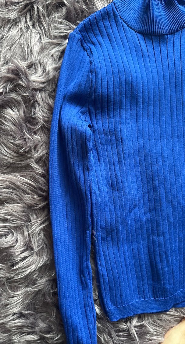 Kadın Mavi Boğazlı Triko Kazak - Görsel 2