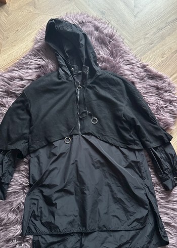 Kapüşonlu Uzun Siyah Gotik Yağmurluk Hukka markası - Görsel 5