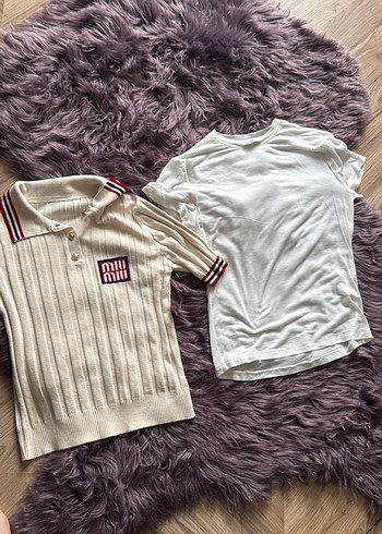 Kız Çocuk Beyaz Triko Polo Tişört ikisi 300 - Görsel 5