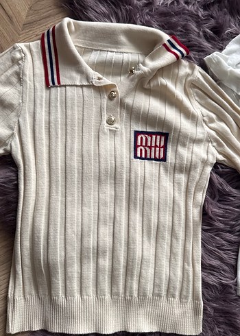 Kız Çocuk Beyaz Triko Polo Tişört ikisi 300 - Görsel 2