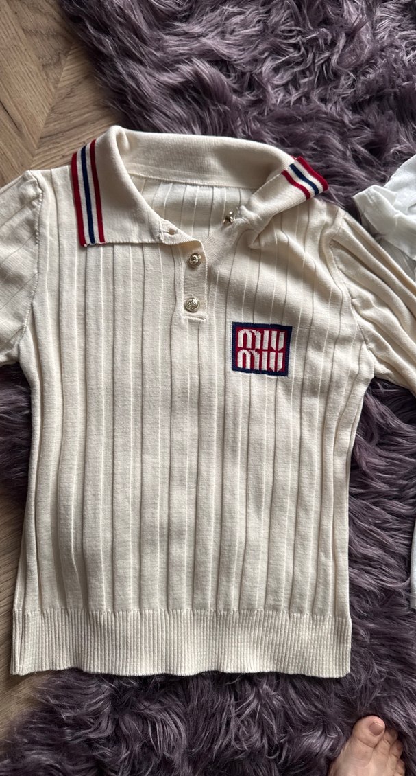 Kız Çocuk Beyaz Triko Polo Tişört ikisi 300 - Görsel 2