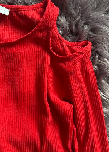 Kadın Kırmızı Yüksek Yaka Triko Kazak - Görsel 4