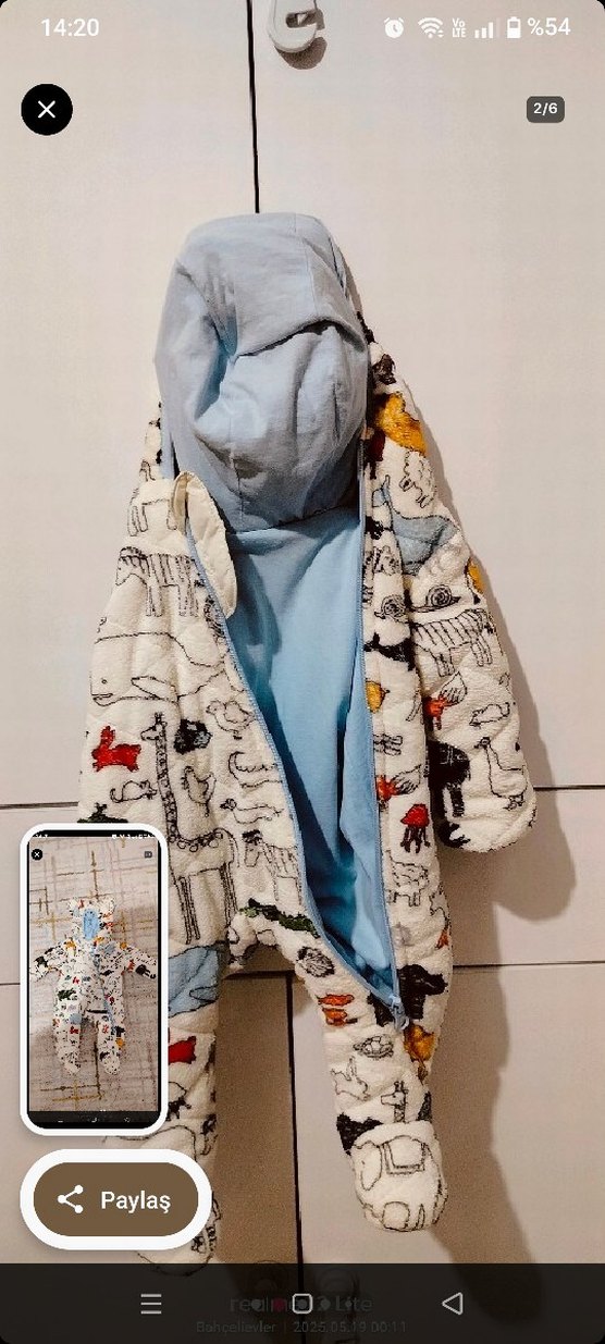 Çok Renkli Desenli Bebek Tulumu 6 -9 ay - Görsel 5