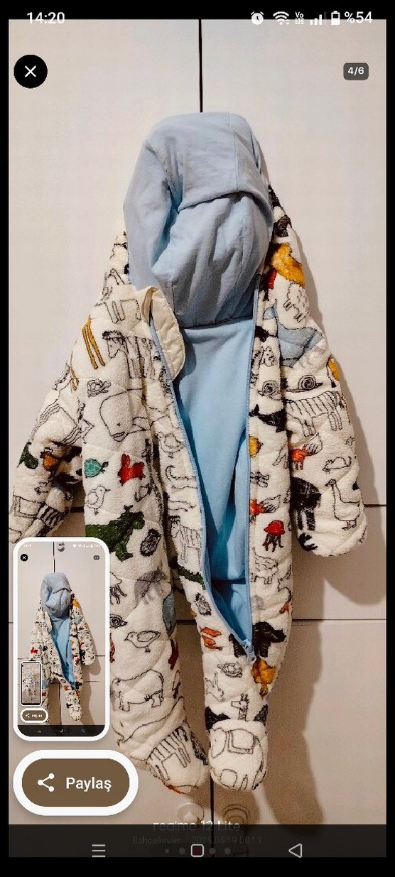 Çok Renkli Desenli Bebek Tulumu 6 -9 ay - Görsel 4